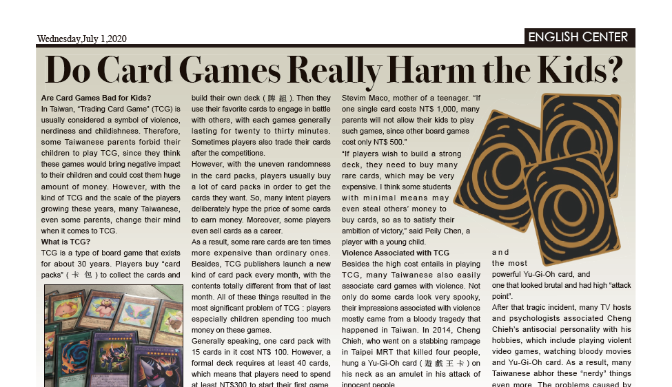Do Card Games Really Harm the Kids?
