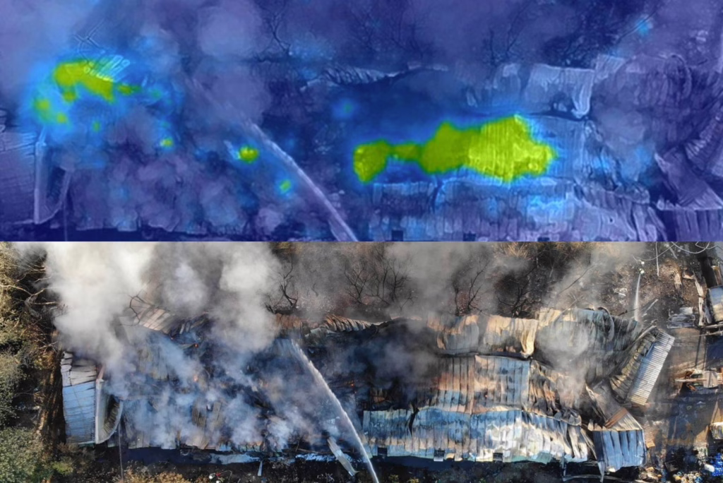 消防救災用無人機,搭載熱顯像鏡頭及雙光顯示系統,能在螢幕上顯示雙光畫面,供指揮官做戰術考量。照片提供/台北市消防局